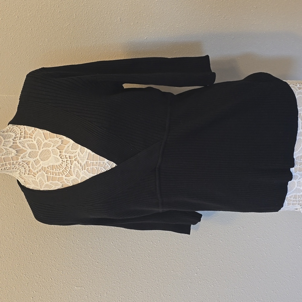 Lane Bryant Black V-Neck Ribbed Knit Top Sweater 18/20